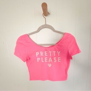 H&M Neon Pink Crop T-Shirt Short Sleeve Scoop Neck S